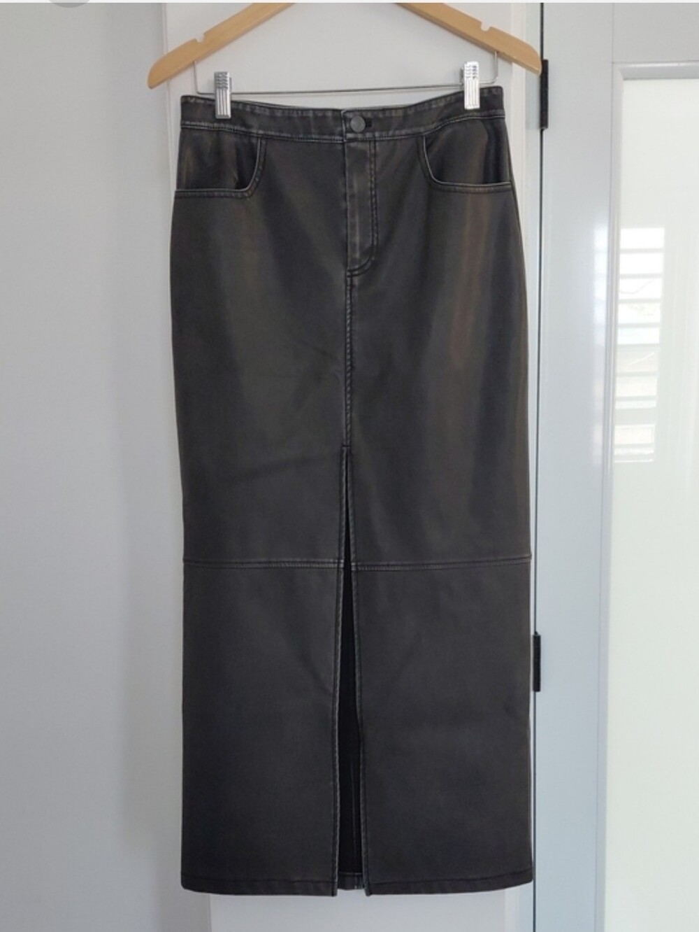 Stradivarius Faux Leather Maxi Skirt